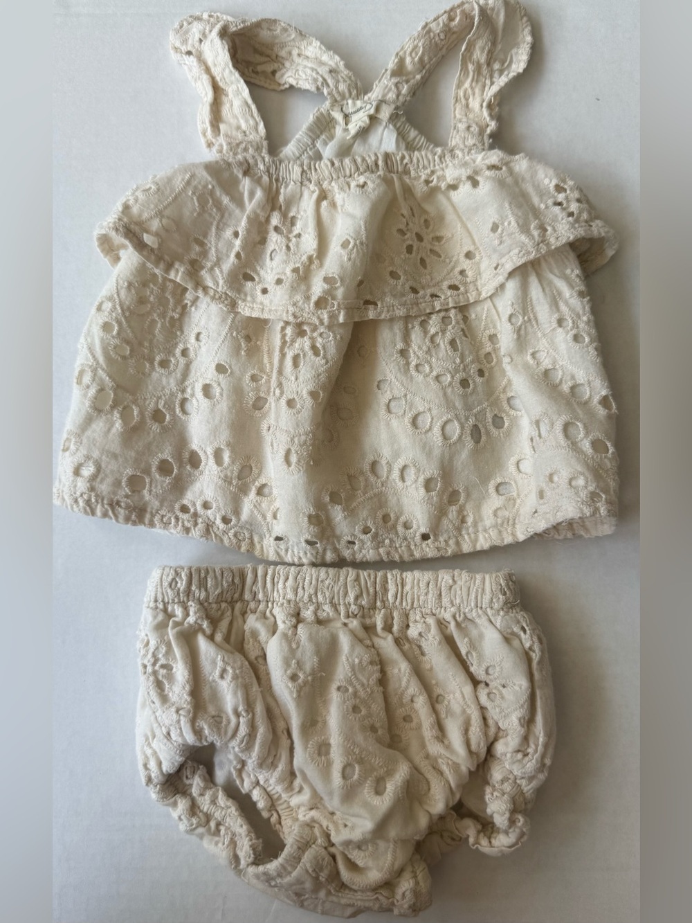 Jessica Simpson Baby Girls Ivory Eyelet 2 Piece Outfit Set 12M